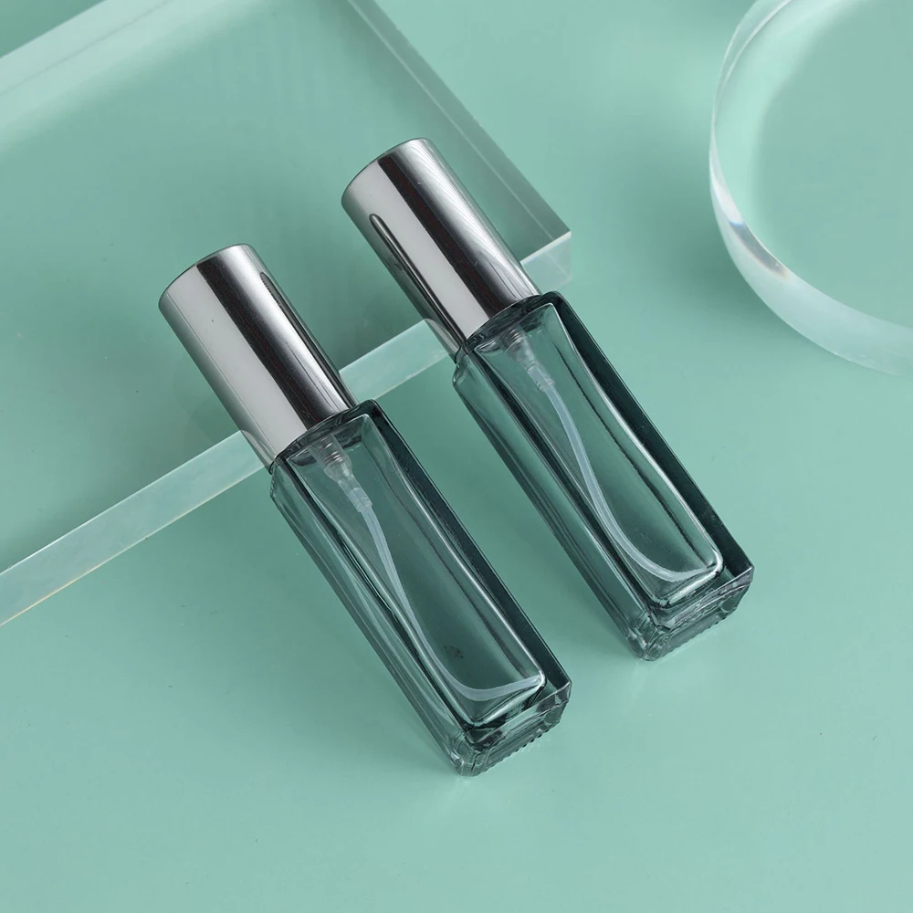 Transparent Square Glass Spray Perfume Bottle - 10/20ml Refillable Travel Atomizer