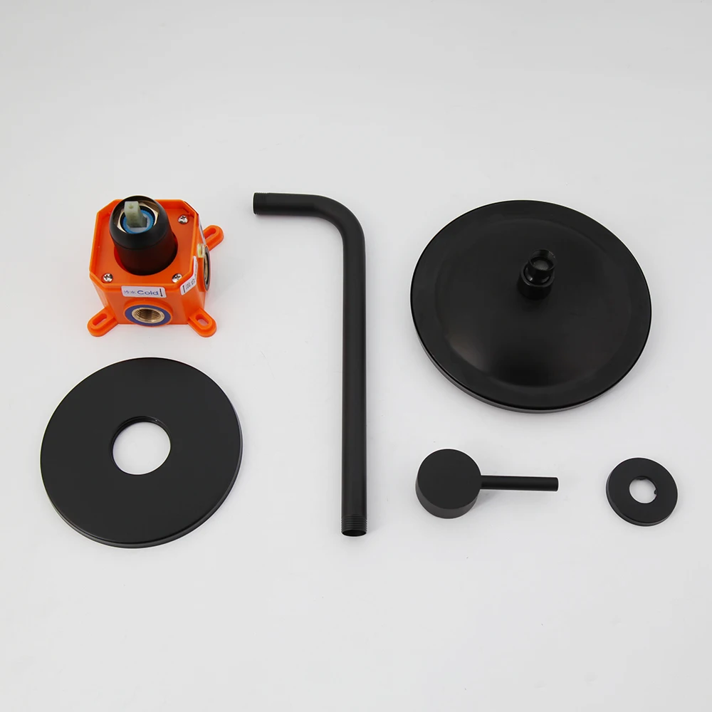 ZAPPO Matte Black Concealed Shower Facuet Rainfall Shower Single Handles Mixer Tap Hot Cold Water Mixer Tap Bath