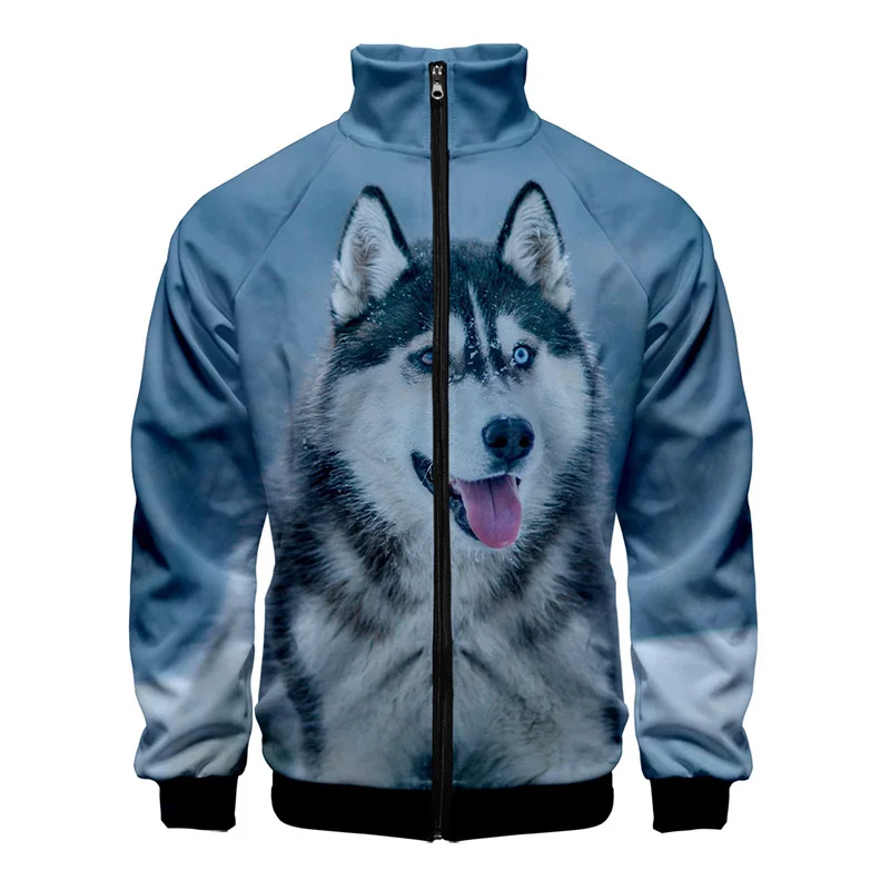 thumbnail image 1 of Nueva chaqueta con estampado 3D de husky para hombre, chaquetas con gráficos de animales de invierno para niños, ropa de calle divertida, ropa vintage, 1 of 5