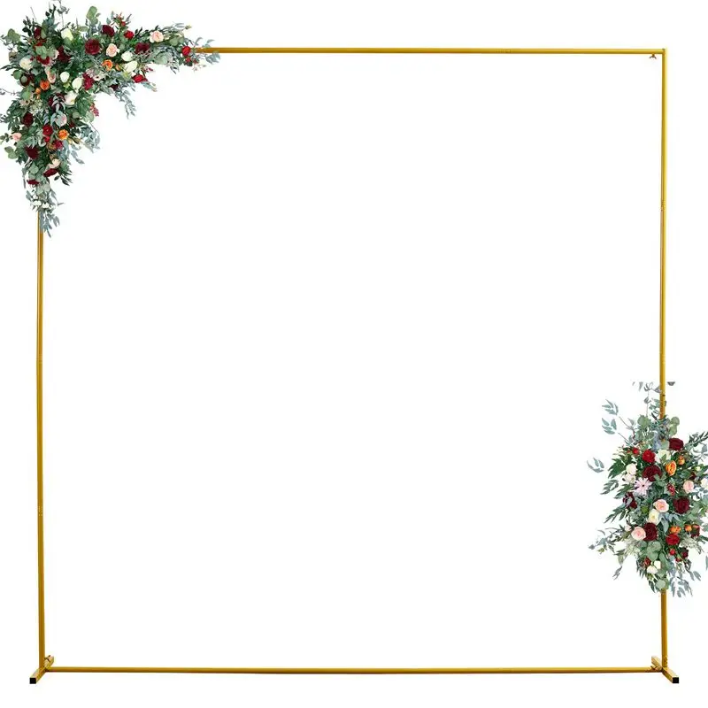 Gold Wedding Arches Square Backdrop Stand Metal Balloon Arch Stand for Ceremony Birthday Party Bridal Shower Decoration