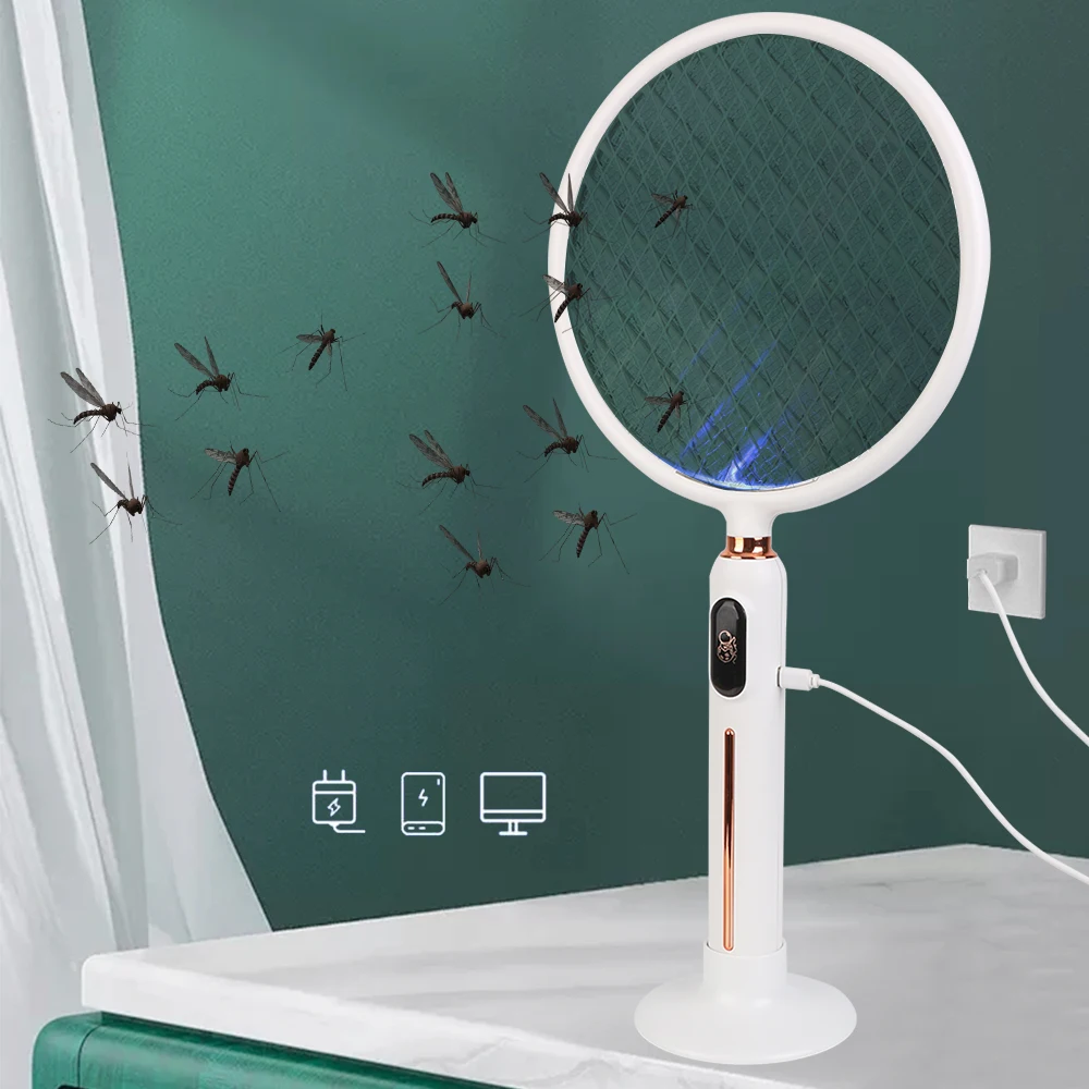 

Bug Zapper 3000V USB Rechargeable Summer Mosquito Swatter Household Smart Electric Mosquito Swatter LED Display Insect Killer