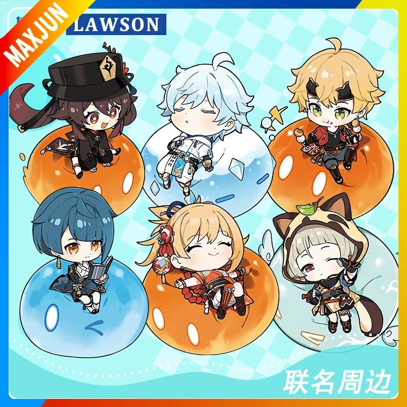 

Genshin Impact Anime Figure Lawson Collaboration Onigiri Q Edition Peripheral Acrylic Gifts Mezzanine Stand Laser Badge