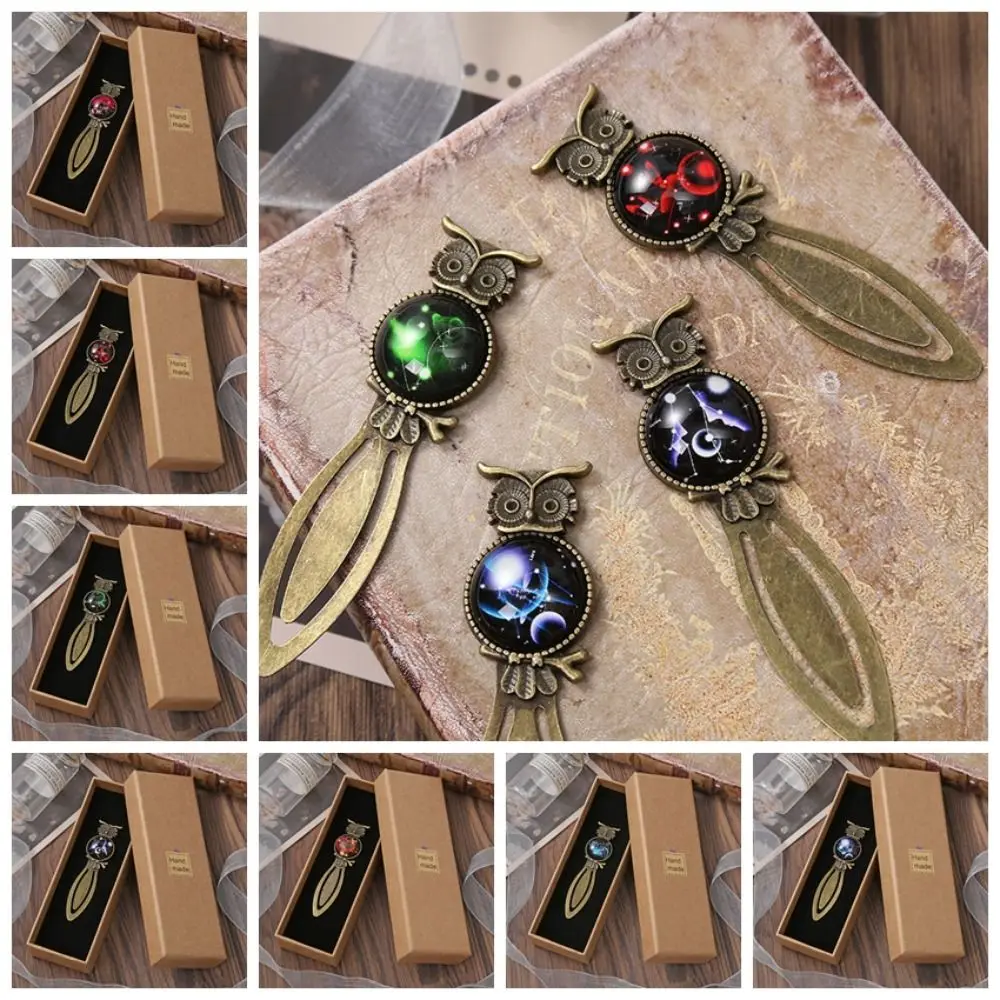 

Pagination Mark Twelve Constellation Bookmark Good Luck Gemstone Inlaid Metal Page Marker Book Paginator Book Clip