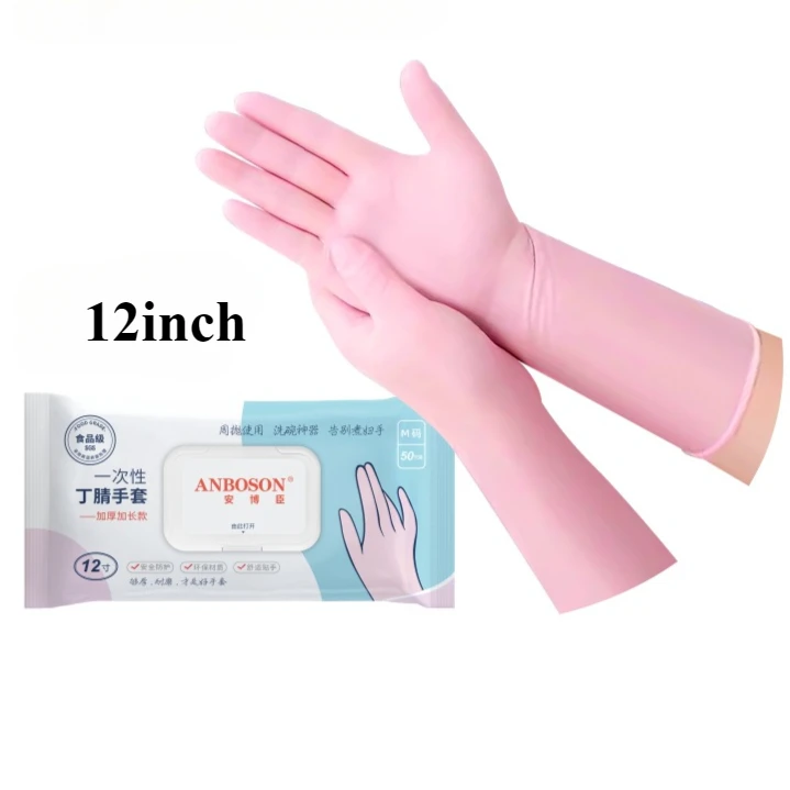 12 Inches Disposable Nitrile Gloves Latex-Free 12" Long Extended cuff Dishwash Cleaning Food Grade Cooking gloves 30/50pcs disposable gloves nitrile gloves dishwashing gloves cleaning gloves