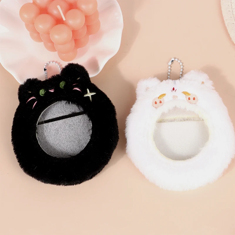 Cute Cat Photocard Holder Pendant Kitten Claw Plush Badge Display Keychain Transparent Badge Ita Bag Goods Display card holder photocard holder