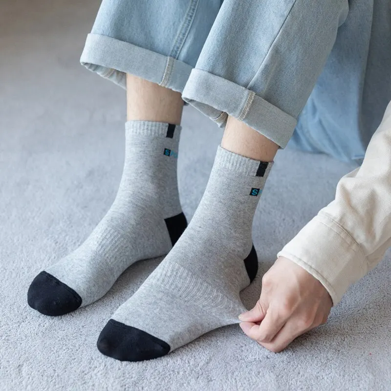 Breathable Socks Business Socks 5 Pairs Polyester Fiber Breathable Deodorant Business Men Tube Socks For Autumn And Spring Summer