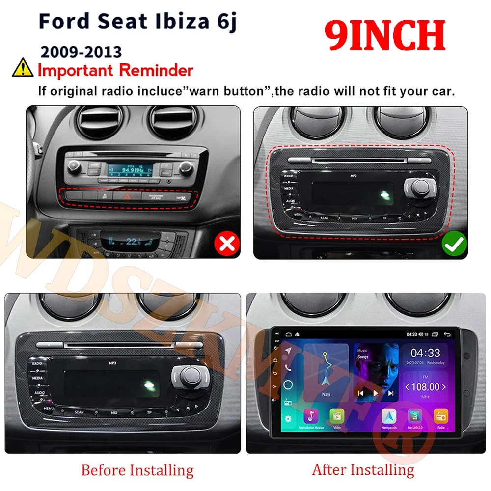 7inch 9inch Android Car Radio for Seat Ibiza MK4 6J 2009-2013 Multimedia Player CarPlay Android Auto GPS WIFI Car Head Unit