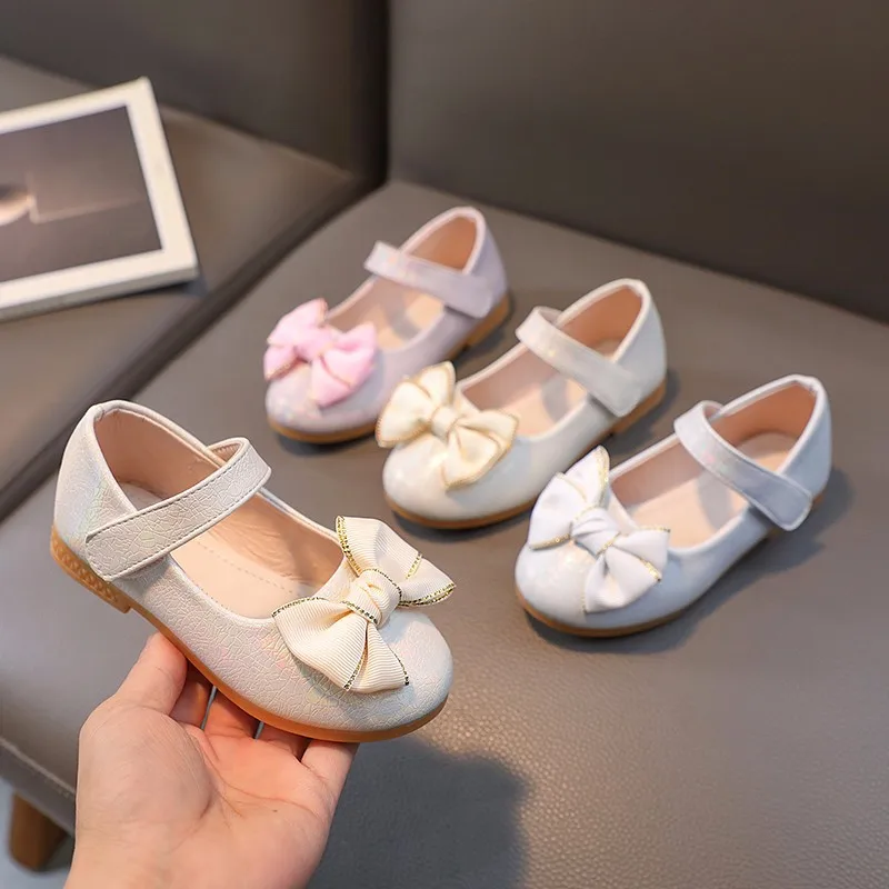 

Girls Cute Bowknot Princess Shoes New Spring Autumn Non-slip Performance Party Leather Shoes Children's Fashion Soft Sole Shoes