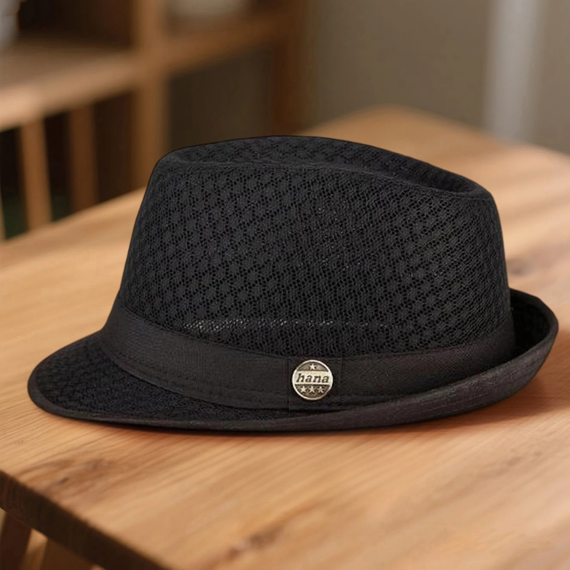 Women Men Fedora Hat Summer Straw Panama Hat Short Brim Beach Sun Hat with Ribbon Band and Bow Detail