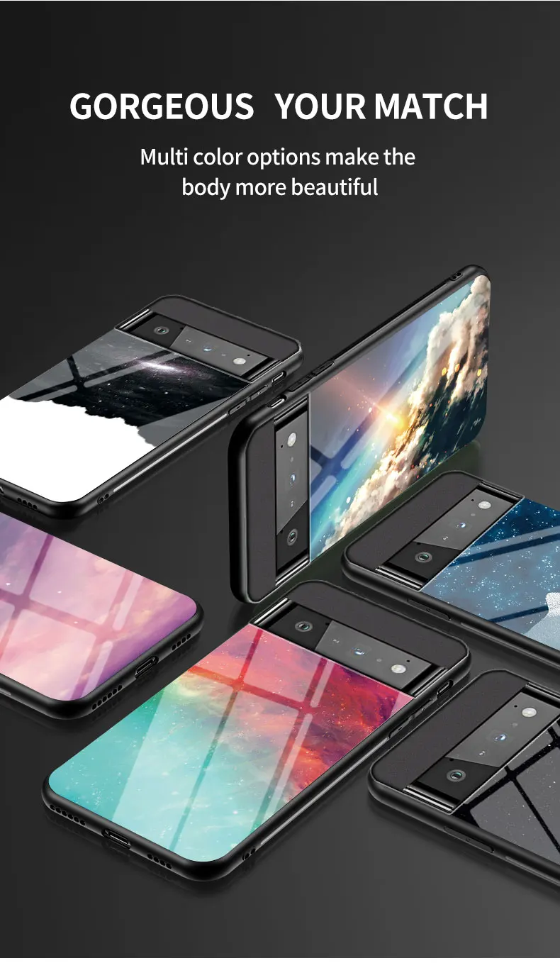 Per Google 7 6 Pro Custodia DECLAREYAO Cover in vetro rigido per Google Pixel 5 XL 4 4A 3 3A 2 1 Custodia in silicone ultra sottile Tempere_voghion.com