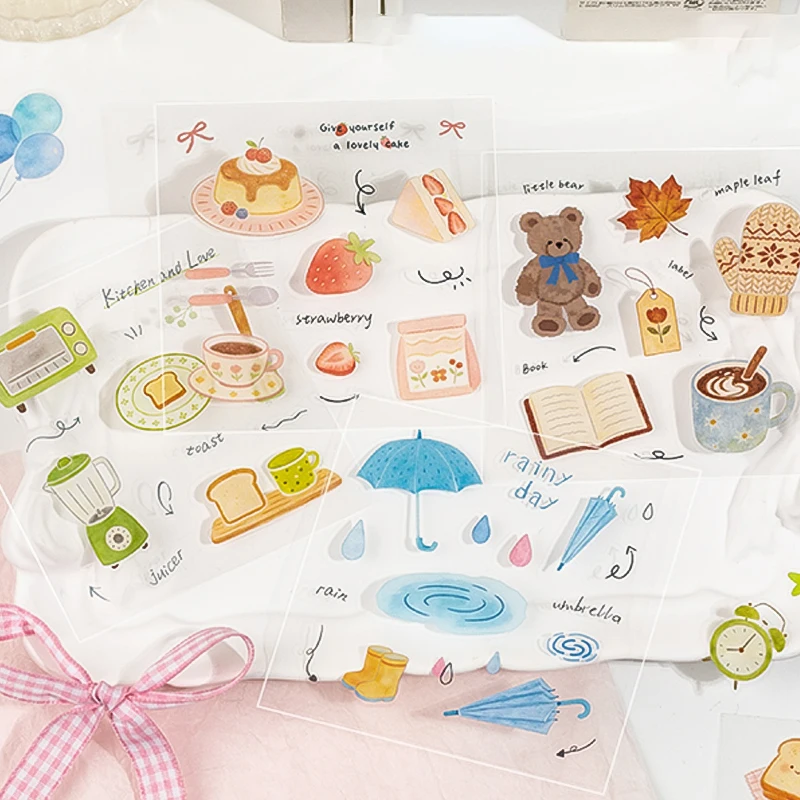Mr.Paper 20매/책 사계절 PET 스티커북, 스크랩북킹 및 저널링을 위한 귀엽고 아늑한 데일리 장식 스티커