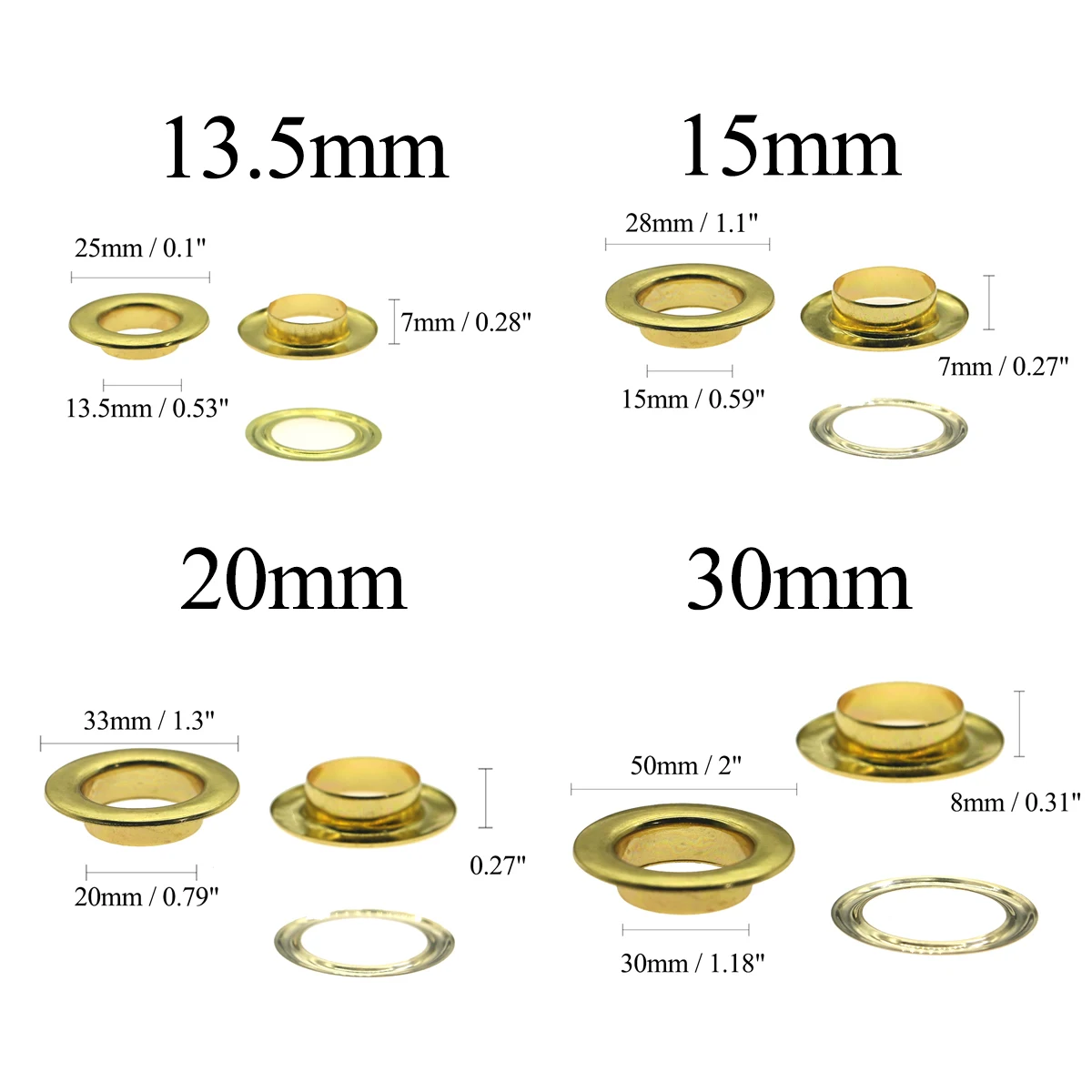 Plane Gold Pure Copper Eyelets for Awnings Leather Goods Handbag