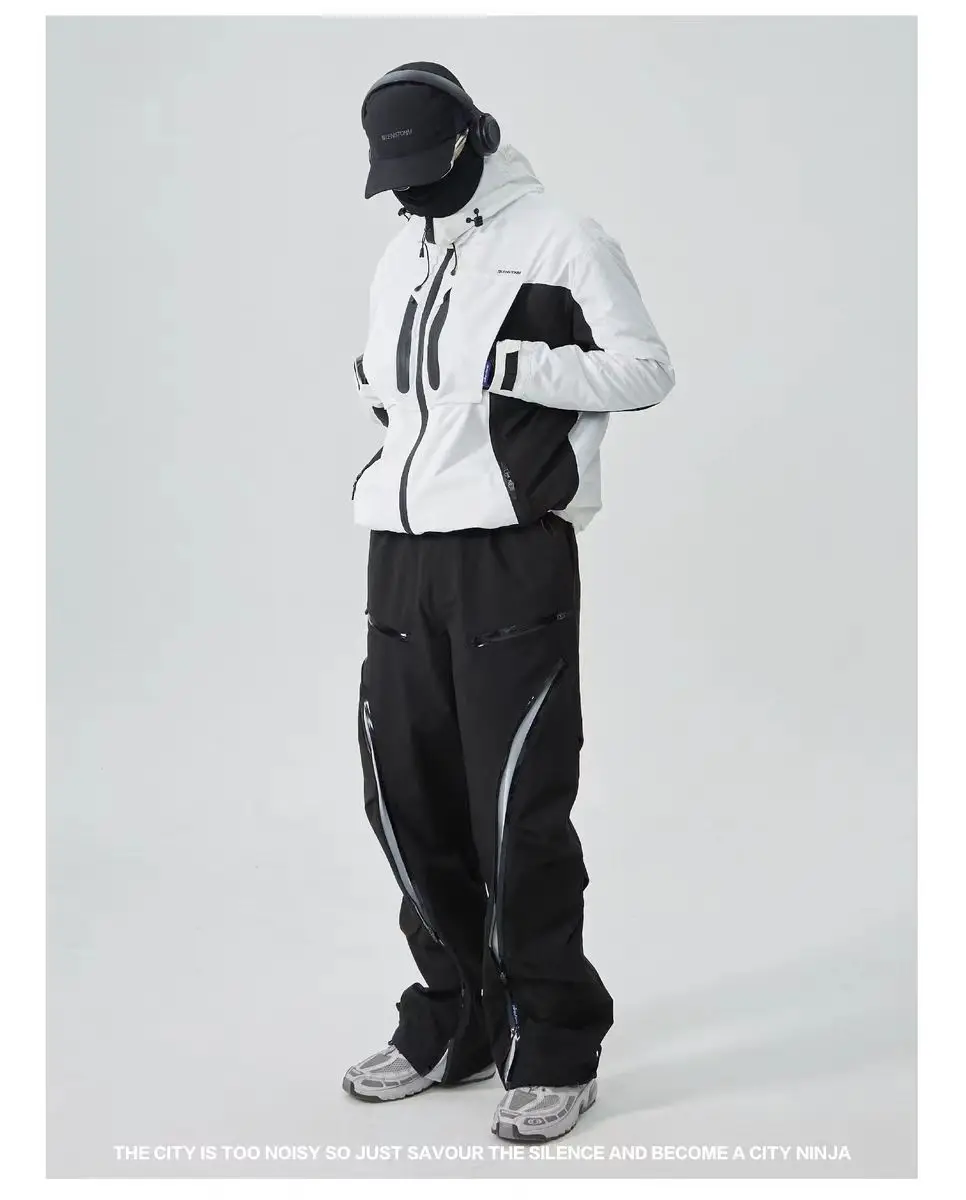 Silenstorm 24aw Outdoor straight leg soft shell pants integrated belt ykk zippers contrast color mesh techwear gorpcore