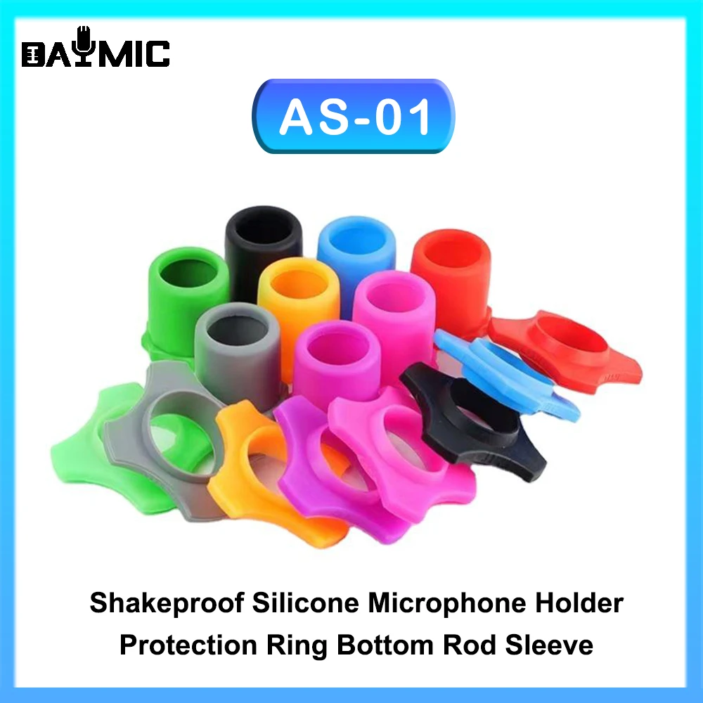 

AOSHEN AS-01 Shakeproof Silicone Microphone Holder Anti-Rolling Mic Protection Ring Bottom Rod Sleeve For BBS Mic KTV DJ Device