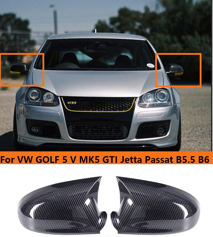 

Glossy black Style ABS Side Rear View Mirror Cover Caps For Volkswagen Golf 5 MK5 GTI Jetta 5 Passat B6 B5 2003 ~2008