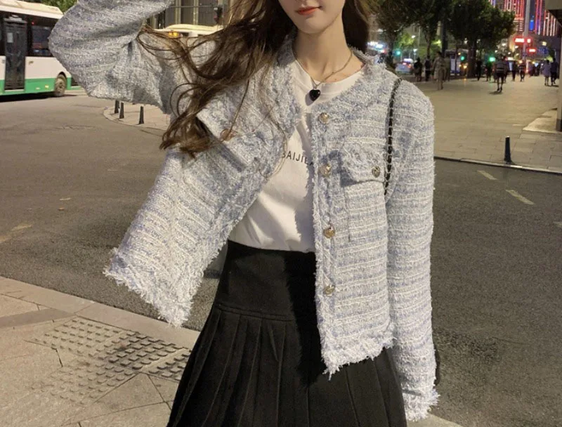 Jacket for Female Fall and Winter Fashion New Elegant Temperament Wild Cardigan Short Section Casual Blouse