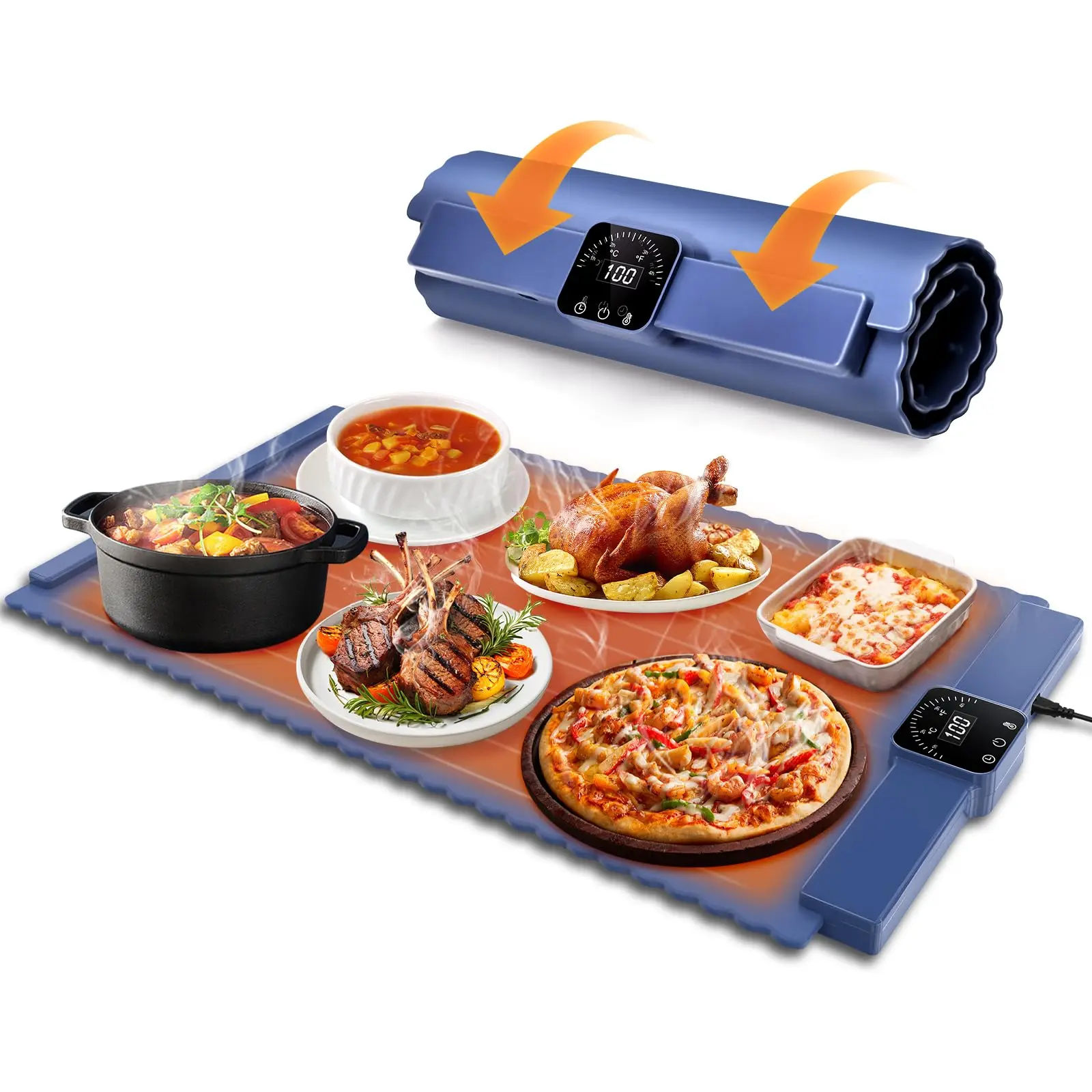 Electric Food Warming Mat – Foldable Buffet Heater Tray With 5 Temp Settings & Timer, Versatile For Home & Parties - View #7