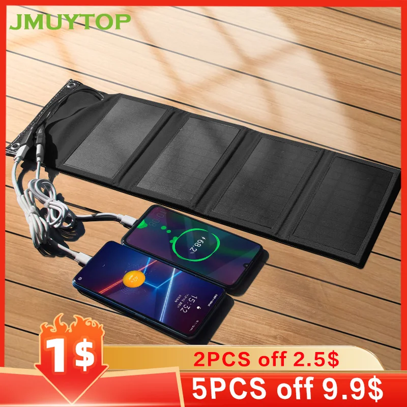 Складные солнечные панели JMUYTOP usb батарея для сотового телефона зарядный кабель