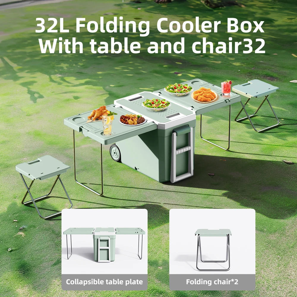 Plastic Outdoor Camping ICE Cooling Boxes With Table Folded