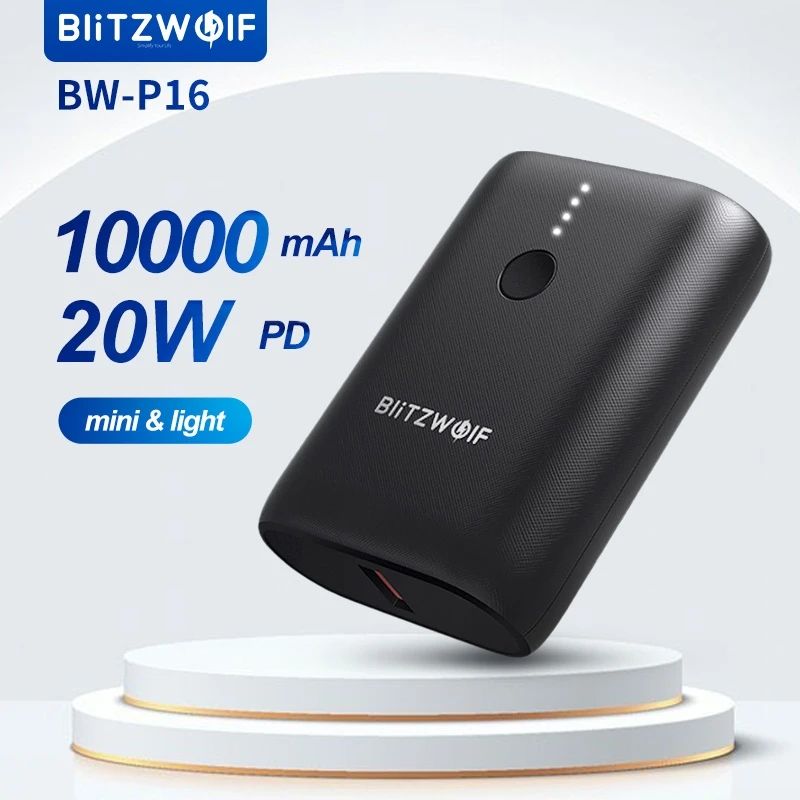 best battery pack BlitzWolf BW-P16 10000mAh mini Power Bank with 20W PD&18W QC3.0 Fast Charging powerbank for iPhone 13 Pro Max for Samsung xiaomi best power bank for iphone