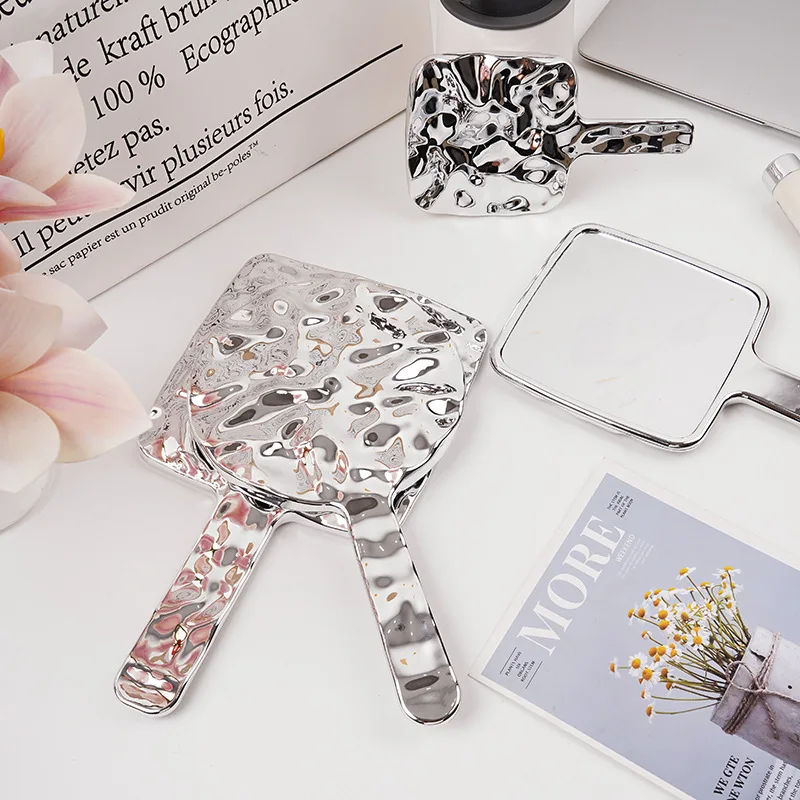 Vintage Handle Makeup Mirrors HD Beauty Portable Square