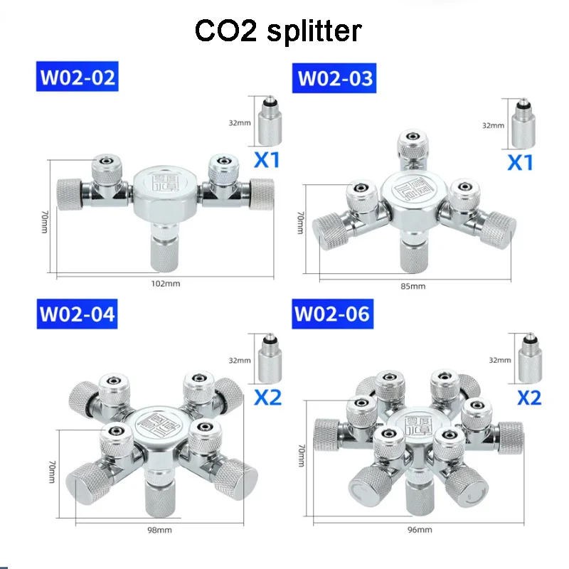 Aquarium CO2 diversion CO2 regulator multi-channel diversion control valve aluminum alloy multi-channel 2/3/4/6 optional