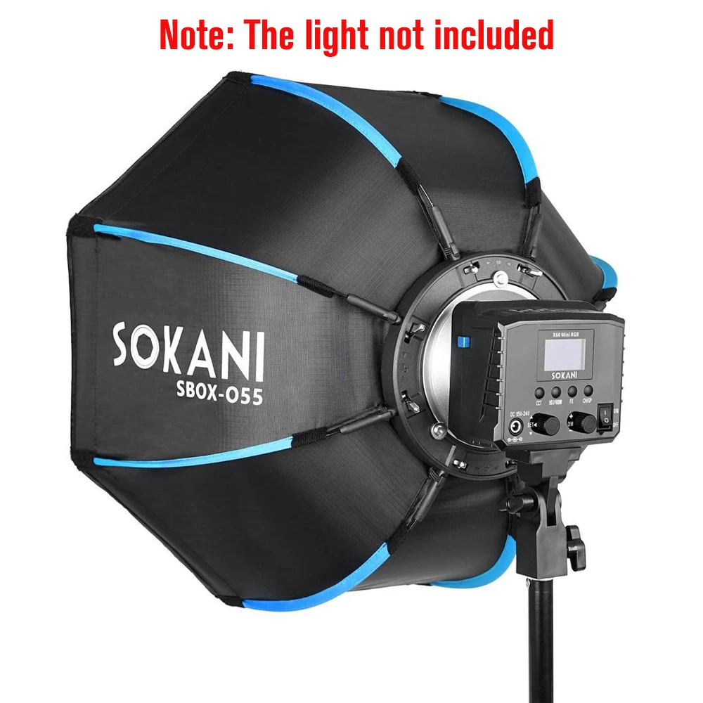 Bowens Mount Softbox Photography Softbox Portable Softbox 55cm Foldable Deep Octagon Softbox Bowens Mount For Sokani X100 X60 Mini COLBOR CL60 Aputure 60X-S 200X-S LED