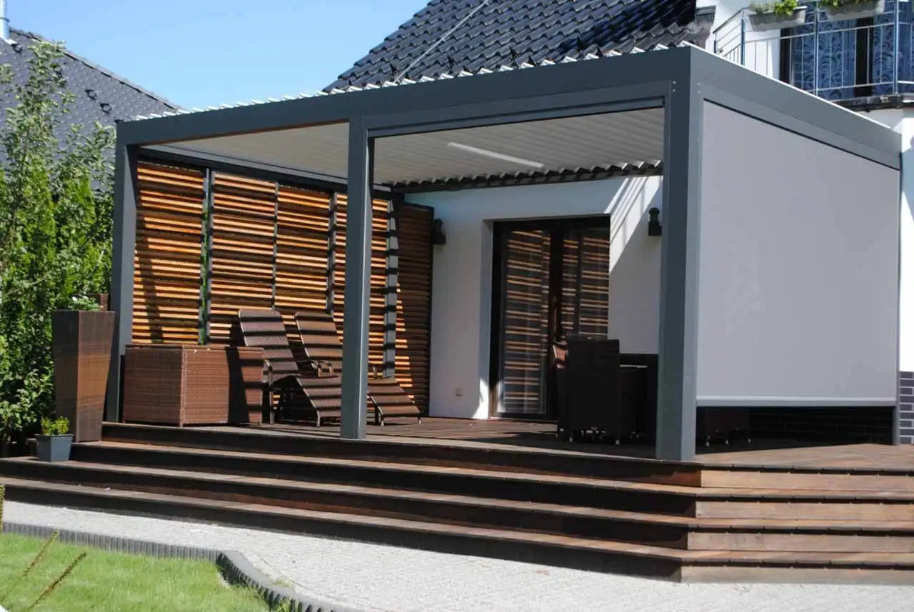 Pergola Impermeabile Telecomando Sistema Bioclimatica Gazebo Motorizzato Automatico Feritoia Per Tetto Pergola In Alluminio Per Esterni