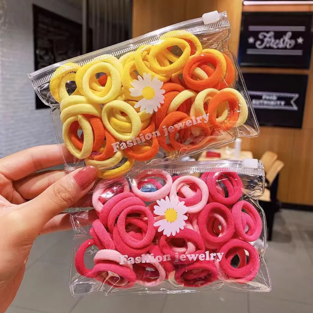 50 Stück/Set Modische Bonbonfarbene Haargummis Elastische Scrunchies Handtuchringe Gummibänder für Mädchen und Frauen – Detail 6