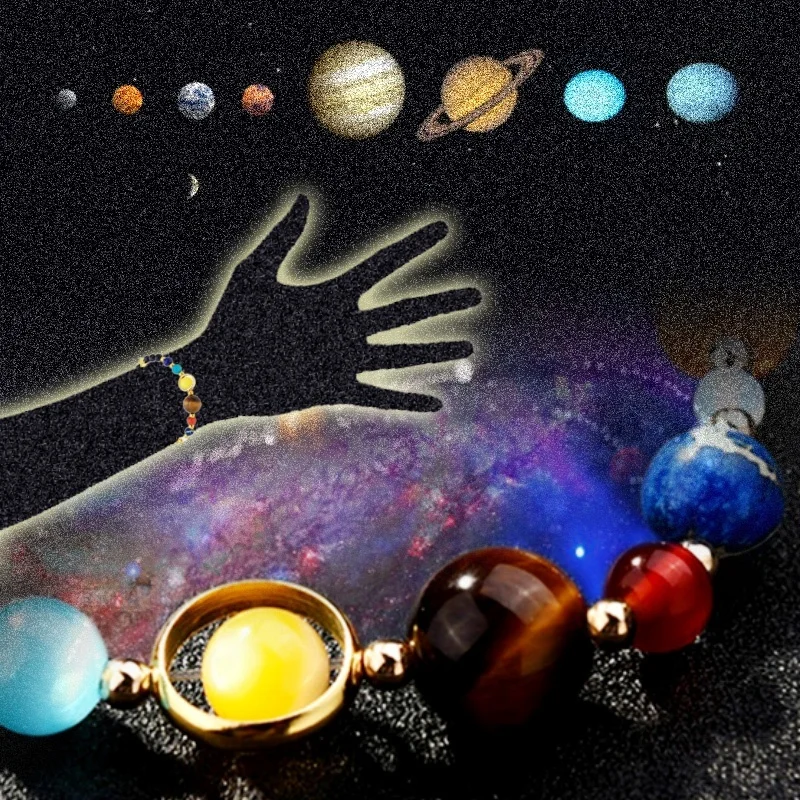 Bracelets de perles en pierre naturelle pour femmes, lecture de la galAct des tiques, planètes, système solaire, étoile panoramique, bijoux de couple à la mode