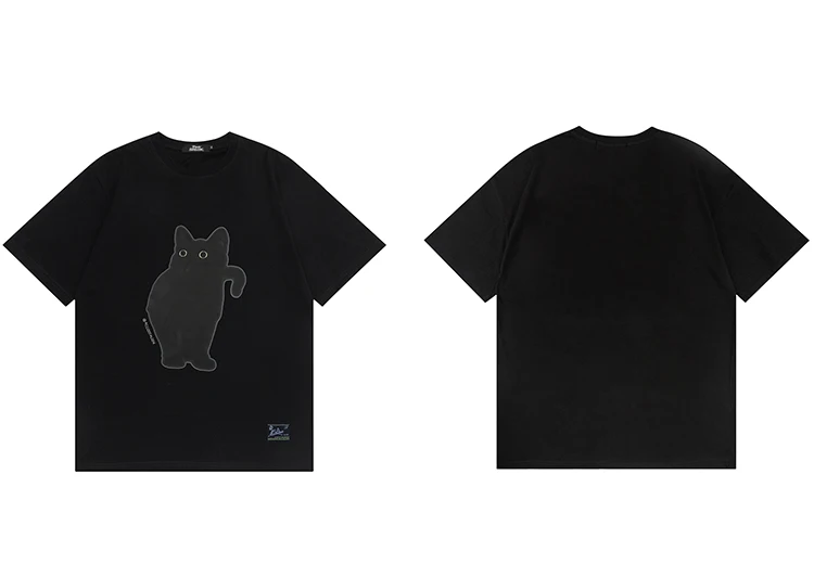 トップス CAT PRINTED TEE(BLACK, 38) Tri-Blend Super Soft Black Cat T-Shirt – Eye Candy Los Angeles