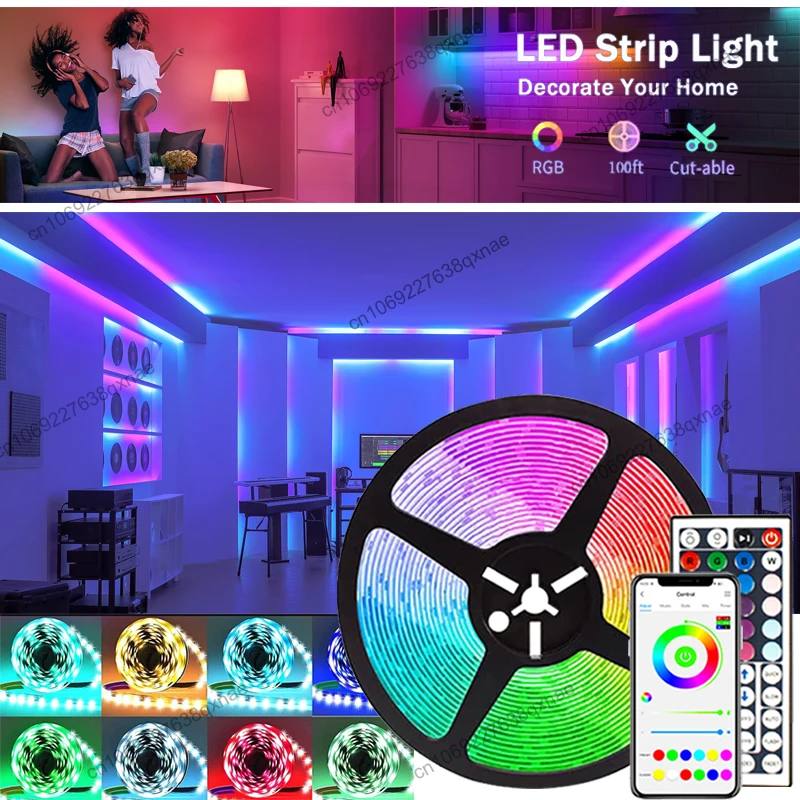 

LED Strip Lights 1-5m 10m 15m 20m 30m for Room Decoration 5050 RGB Tape Ice Lights Bluetooth Remote 2023 TV Backlight Led Lights