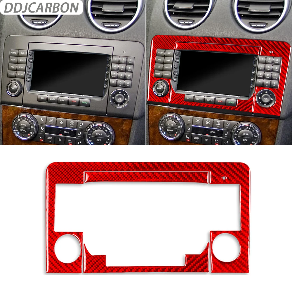 

Red Carbon Fiber Radio Navigation Panel Trim Cover Car Interiors Accessories Decoration Sticker For Benz M-class W164 2005-2011
