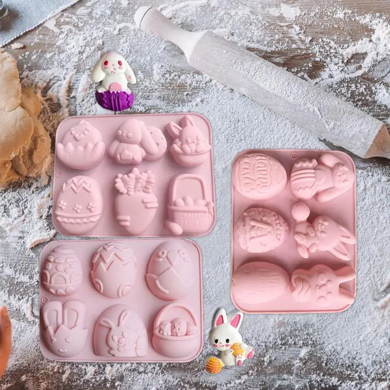 

Silicone Easter Egg Mold 6 Cavity Rabbit Silicone Mold Creative DIY Casting For Baking Ice Cube Chocolate Molds DIY Aromatherapy