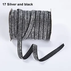 Multicolor Shimmer Glitter Velvet Ribbon for DIY Crafts and Decorative Wrapping (17 silver black)