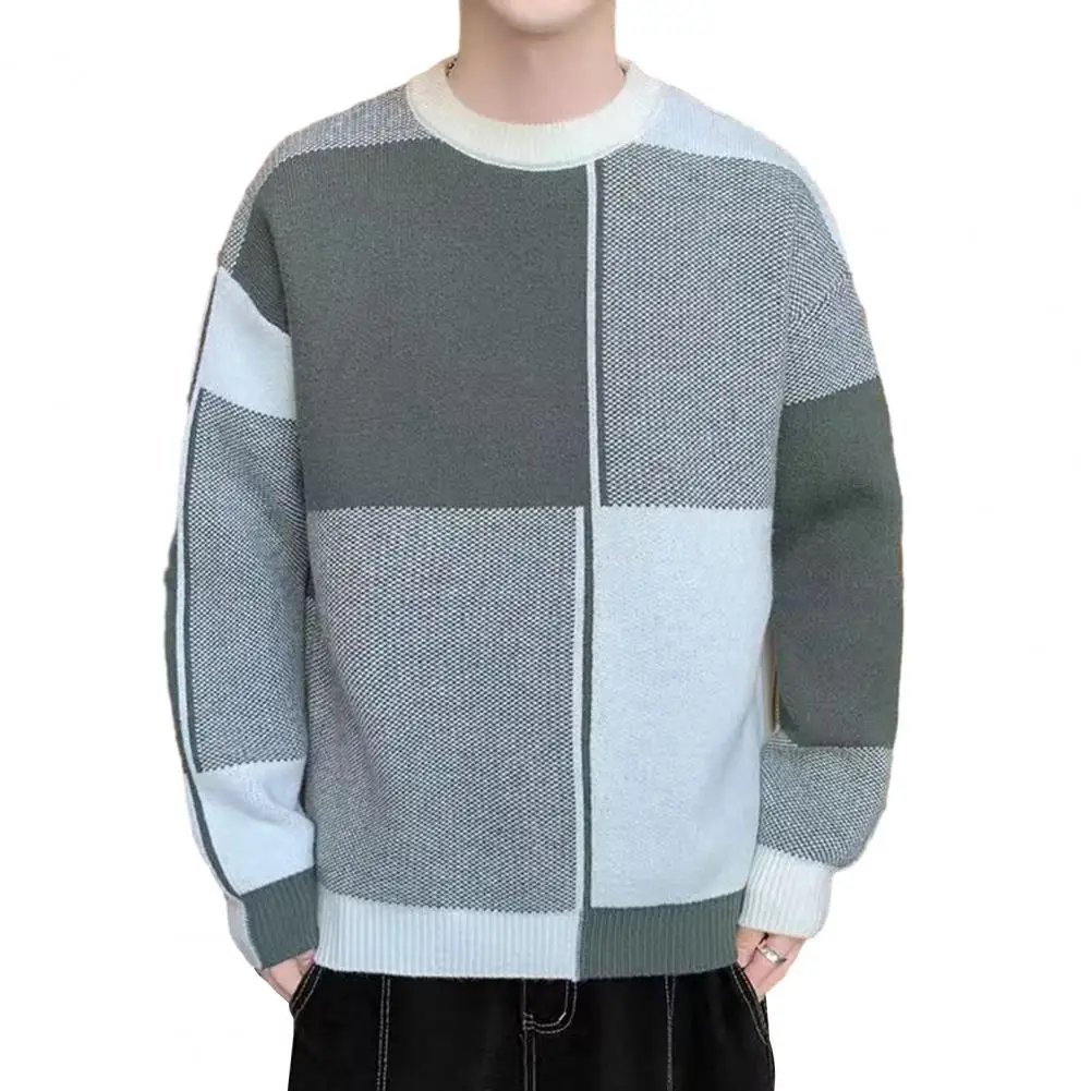 

Winter Clothing Cozy Men's Winter Sweater Thick Warm Knitted Pullover for Autumn Crew Neck Long Sleeve Ideal Bottoming Top Men