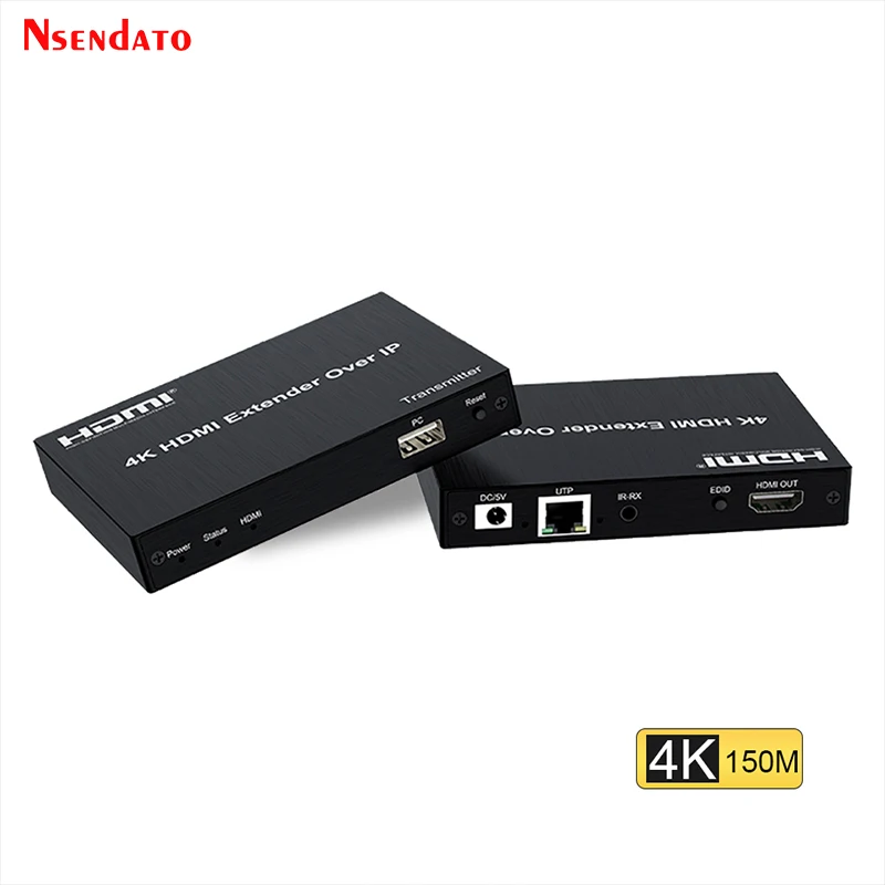 4K HDMI USB KVM Extender 150M over Cat6 UTP Extender HDMI RJ45 Over IP Ethernet Network KVM HDMI Extender For USB Mouse Keyboard