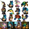 Resin Stained Glass Animal Table Light Night Light Owl Horse Rooster Elephant Table Lamp For Living Room Home Bedroom Decoration 1