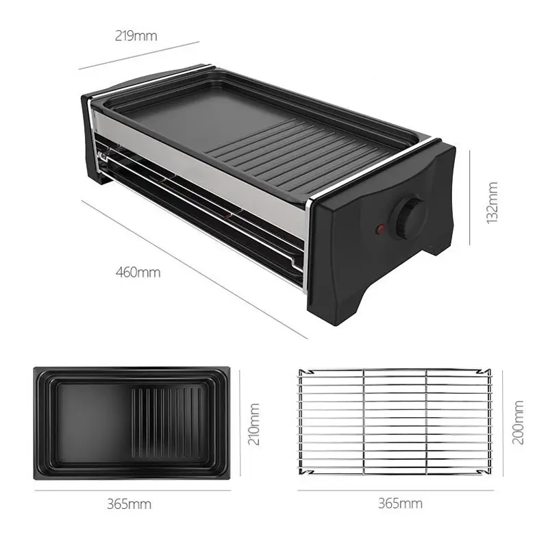 Commercial Two Layer Multifunctional Smokeless BBQ Grill Roasting Meat Griddle Barbecue Mesh Raclette Grill 6