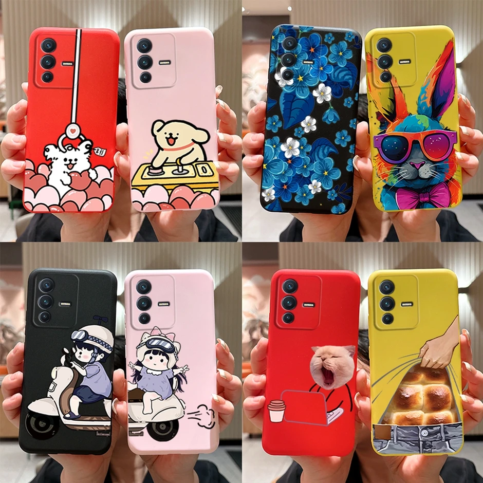 Funny Animal Mobilie Phone Case Per Vivo V23 5G Cute Cartoon Soft Back Cover Half-Wrapped Case Per Vivo S12 5G Simple Candy Case