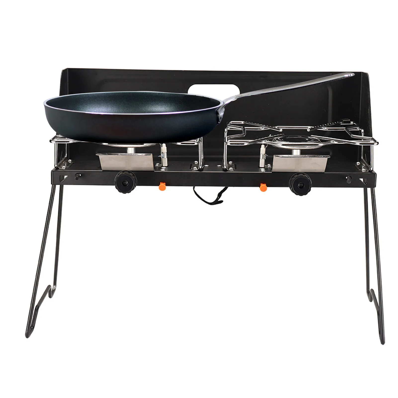 Fornello Da Campeggio A 2 Fuochi Pieghevole Con Borsa, Bruciatori Regolabili E Accensione Integrata, Portatile Per Outdoor E Barbecue - 5