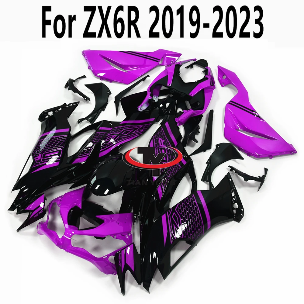 

Комплект для капота кузова Инжекционный для ZX6R ZX 6R 2019 2020 2021 2022 2023 2024 розово-красный черный сетчатый принт для мотоцикла полный обтекатель