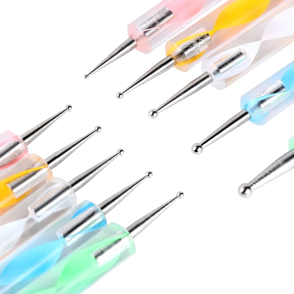 Arte Clavo 5pcs Professional Drawing Nail Pen Nail Art Pen 2 Way Dotting Pen Set For UV Gel Nail Painting Brush Rhinestones Tool 4
