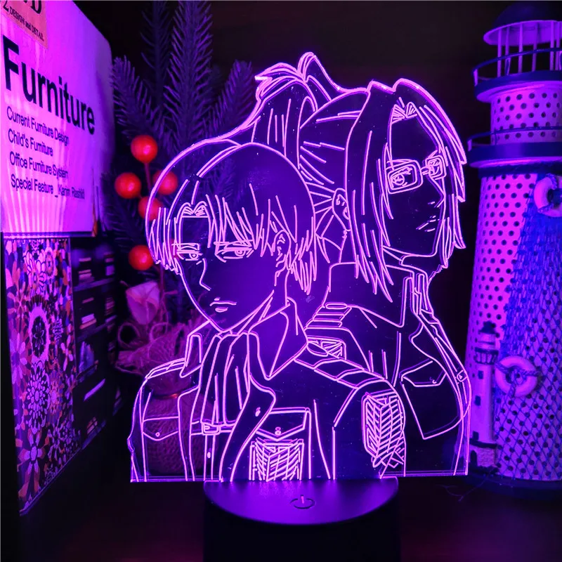 unicorn night light Attack On Titan 3D Anime Lamp Mikasa Levi Eren Armin LED Nightlights Colors Changing Shingeki no Kyojin Lampara night table lamps Night Lights