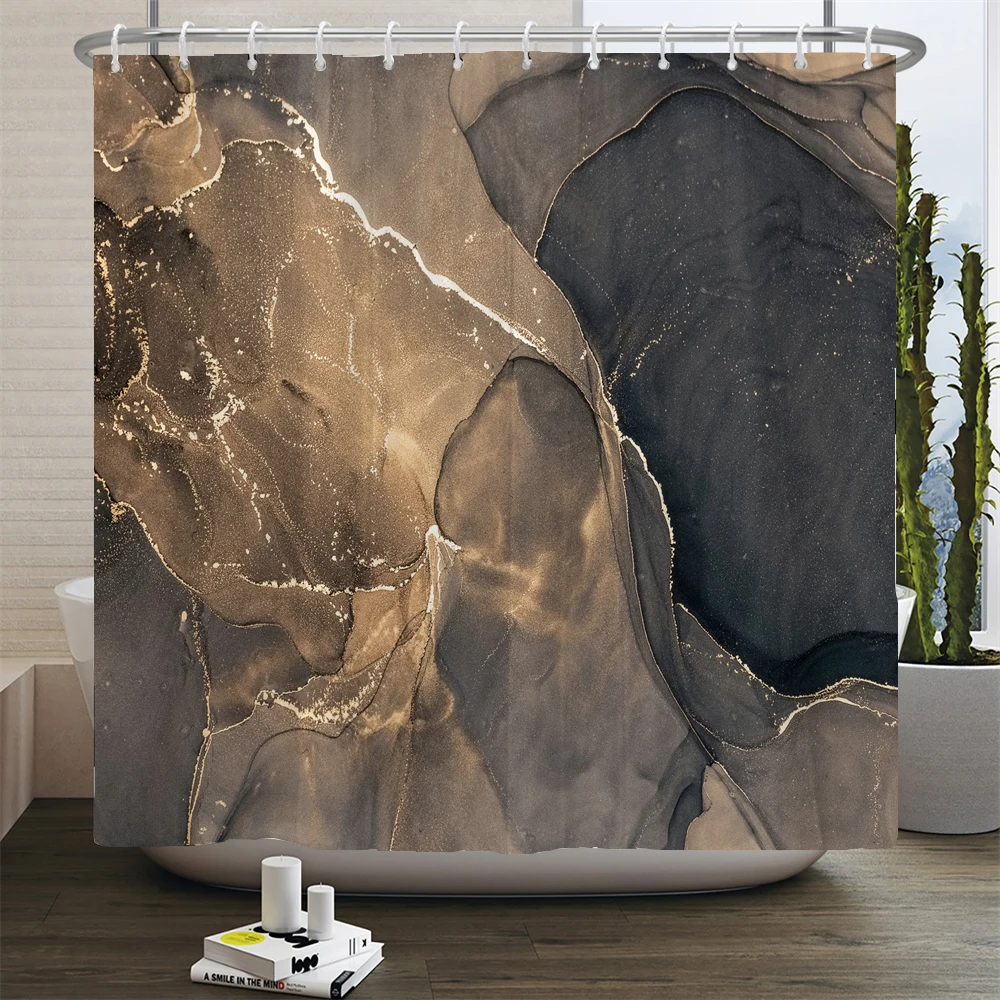 Gradient Marble Ink Texture Shower Curtain Waterproof Abstract Paint Colorful Bath Curtain Home Bathroom Decor With Hook shower curtains
