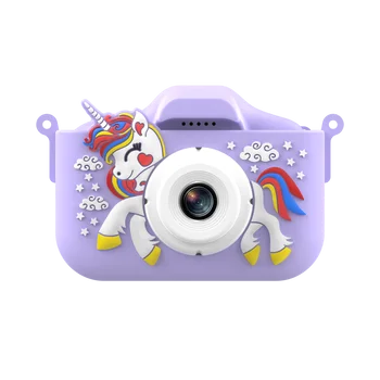 귀여운 말 유니콘 디지털 토이 카메라, X10S 베이비 카메라 장난감, 4000W 2.0 IPS 스크린, 32GB 생일 선물