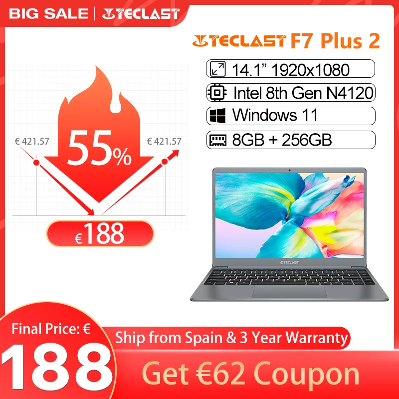 Laptop Teclast F7 Plus 2 z EU za $209.77 / ~855zł