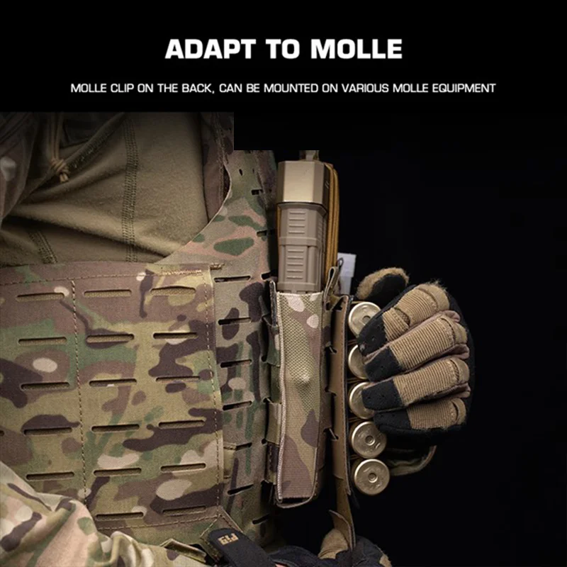 Triple Mag Pouch 5,56/7,62 mm, leicht, oben offen, elastisch, MOLLE-Halterung, Multi-Kaliber, Feldgebrauch, Jagdweste, Taillenausrüstung, Träger – Detail 3