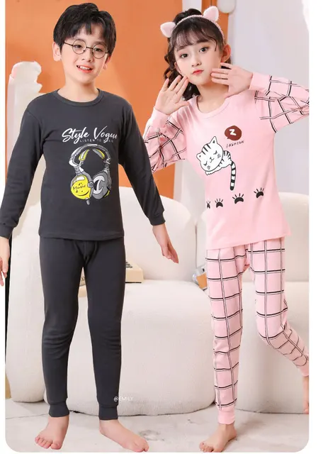 Moda Bambini Calda Pigiama Bambini In Cotone Set Due Pezzi