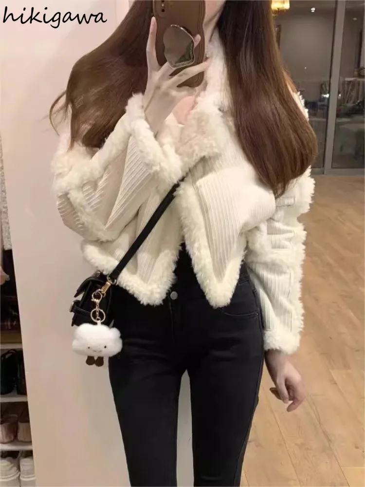 TAVIMART  -  Vintage Winter Women' S Y2k Clothes Japanese Thicked Warm Tops Mujer Fashion Sweet Loose Cardigan Coat Tie Dye Faux Fur